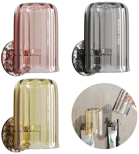 Disnace Soporte Cepillo de Dientes, 3 Piezas Portacepillos de Diente Pared, Multifuncionale Organizador Cepillos de Dientes, Porta Cepillo de Diente de Baño Pared (Rosa Sakura, Gris Hielo, Café Otoño)