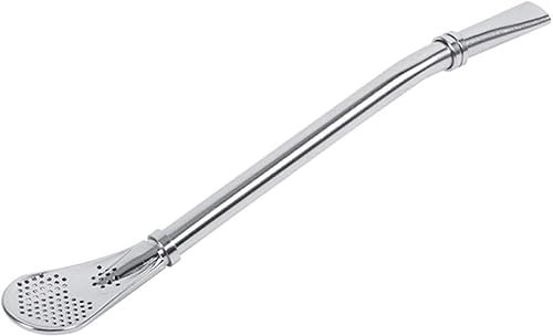 1Pc Silver Stainless Steel Drinking Spoon,Straws Spoons Mate Straw Filter Loose Leaf Tea Infuser Barware Strainer Stirring Straws Tea Filters Accessories