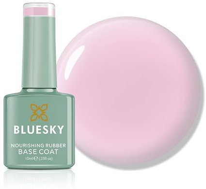 Bluesky Rubber Base Coat 10ml – Gentle Whisper - BNR03, Base Gel for Nails, Strengthening Gel Base Coat for 21 Day Manicure, LED UV Lamp Required