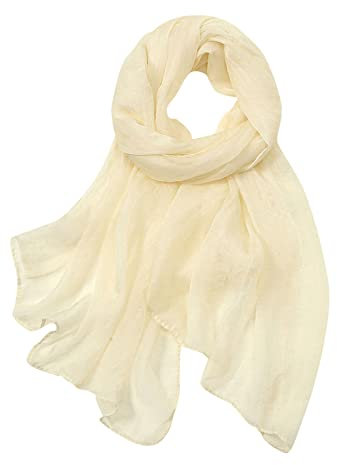 Wolle Schal Stricken Gelb Frauen-Sommer-beiläufiger bunter mehrfarbiger Normallack-Chiffon- dünner regelmäßiger Seiden-Schal-Sonnenschutz-Schal Schal Tücher Damen (Beige, One Size)