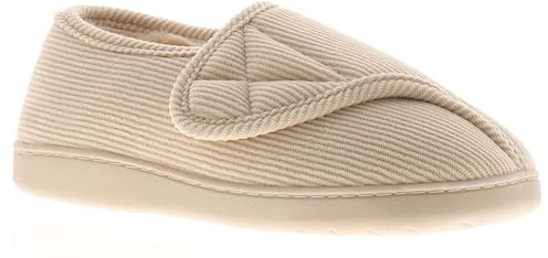 Dr Keller Wide Fit Women's Slippers - Slip-On Diabetic Slippers Women Boasting Warmth & Comfort with Touch Close Fastening, Fur Lining & Cushioned Insole