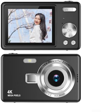 SMZhomeone 1080P CCD-Kamera mit 96 MP Bildsensor, 16-facher Digitalzoom, Autofokus-Funktion und 2 10,2 cm IPS-HD-Bildschirm für Vlogging und Fotoaufnahmen (schwarz)