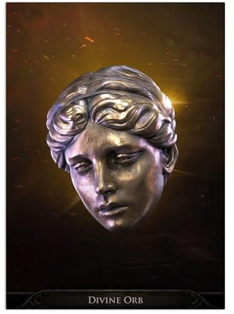 Displate Metallposter Path of Exile 2 - Currency Orbs - Divine Orb Plakat - Wandbilder Spielzimmer Bilder Deko Schlafzimmer - Geschenk - Wanddeko Metall Poster 48 cm x 67.5