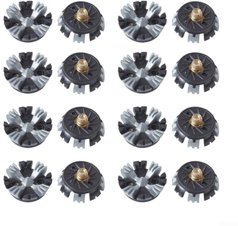 Lot de 16 crampons de chaussures de golf, vis filetées en caoutchouc et métal, 8 pointes, pointes de rechange pour chaussures de golf (noir-gris)