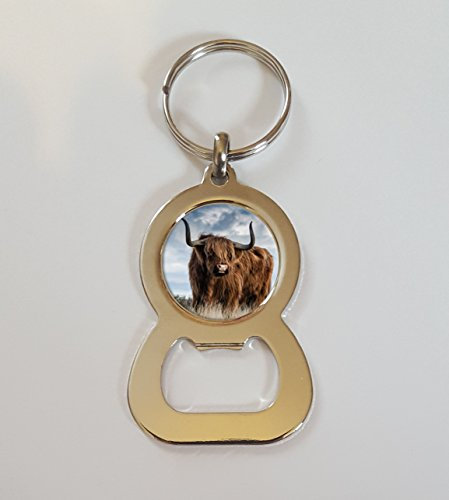 Lisasgiftsforyou Highland Cow Metal Bottle Opener Keyring Ideal Birthday Gift N706