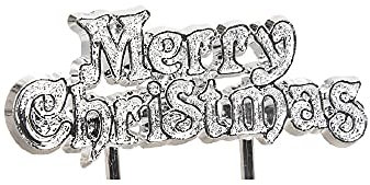 Anniversary House 1pcs Merry Christmas Motto Cake Topper SilverChristmas Cake Decorations, Christmas Cake Toppers, Yule Log Decorations, Traditional Non-Edible Decorations, BX270 UK