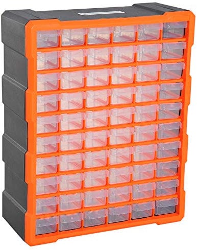DURHAND Cassettiera Box Officina Muro in Plastica Porta Minuteria 60 cassetti Multiuso 38 × 16 × 47.5cm
