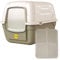 CAT CENTRE Grey Large Litter Tray Hooded Toilet Kittens Cats Charcoal Filter Flap Door Scoop Enclosed High-Sided Loo Box with Mat Bundle