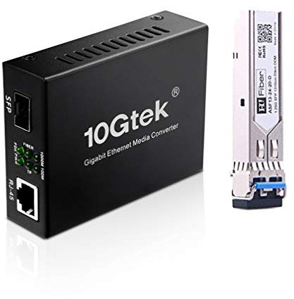 Gigabit Ethernet Media Converter, da 1,25G SFP a RJ45 da fibra a rame, con ricetrasmettitore SFP (1000Base-LX, 20km, monomodale)