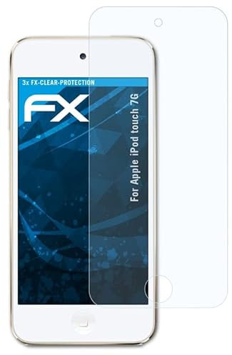 atFoliX Schutzfolie kompatibel mit Apple iPod touch 7G Folie, ultraklare FX Displayschutzfolie (3X)