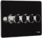 Schneider Electric Ultimate Screwless Flat Plate - 4 Gang 2 Way Dimmer Light Switch, Main & Low Voltage, 250W/VA, GU6442CBN, Black Nickel