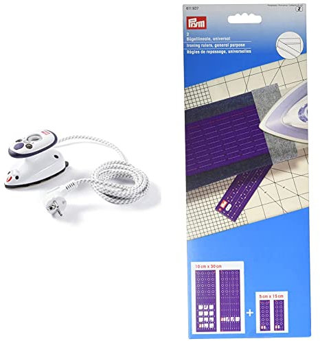 Prym 611915 Dampfbügeleisen Mini & 611937 Bügellineale universal Lineal