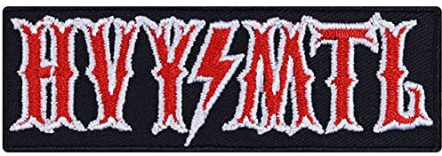HEAVY METAL Patch HVY MTL Metal Aufnäher für Kutten Aufbügler Metal Emblem Bügelbilder DIY Applikation zum annähen/aufbügeln für Heavy Metal-Fans - 90x30mm