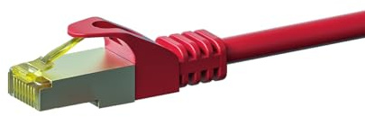 Danicom RJ45 Netzwerkkabel S/FTP (PiMF) - CAT 7 Rohkabel - Rot - 1,50m | POE, Ethernet, LAN, Patchkabel, Datenkabel, RJ45 - für Serverschränke, Switches, Router, Modems!