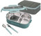 Lille Home 850ML en acier inoxydable Fuite à 2 compartiments Bento Boîte à lunch/Portion Control Continer Food avec sac à lunch et couverts, BPA gratuit (Vert)