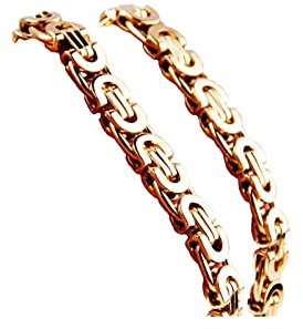 Daesar Kette Herren Edelstahl 55 cm, Königskette Breit 8MM Halskette Biker Hip Hop Kette Gold