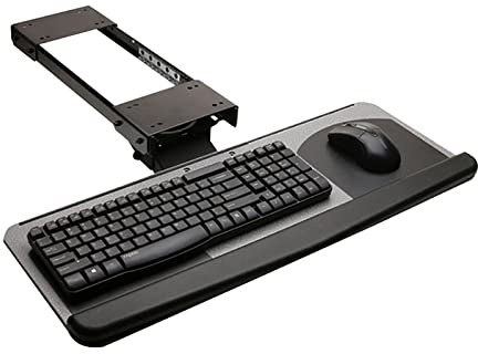 kangten Cajón para teclado, debajo del escritorio bandeja de teclado con rotación de 360 grados ajustable soporte de ratón teclado para oficina