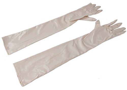 MEISHINE® Elegante Damen-Handschuhe, lange Hochzeitshandschuhe, Satin, ideal für Kostüm, Prom, Hochzeit, Abend Party, champagner, Einheitsgröße