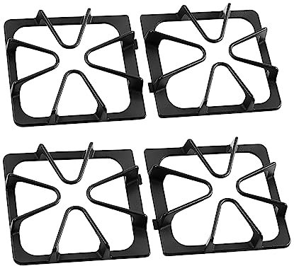 Upgraded W10447925 Herdroste Ersatz für Whirlpool Gasherd Teile Top Burner Rost, 21,6 x 22,9 cm Kenmore Maytag Amana Inglis Kirkland Gas Range Kochfeld-Teile Matte Gusseisen Oberfläche Rost Set 4