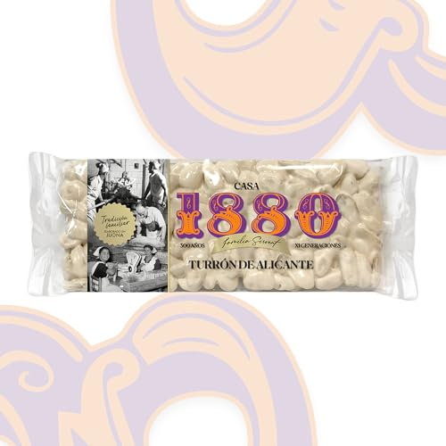 1880 - Turrón de Alicante Rilsan 300g, Tableta con Almendras Seleccionadas y Miel, Textura Cremosa, Calidad Suprema, Turrón clásico, Artesanal, Receta Tradicional, Colección, Regalo Navideño