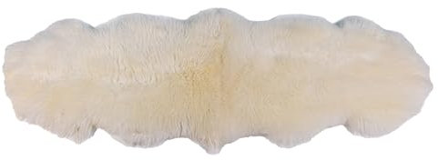 KABAJA Lammfell Weiß XXXL 200-210 x 55-65 cm - Weich Schaffell Echt - Natürliche Teppich Wohnzimmer - Flauschig - Deko Fell Schlafzimmer - Naturfell