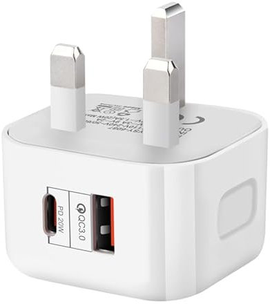 MJ Vision QC 3.0 Fast Charger 20W USB and Type C Charger Plug | Dual Ports Travel Charging Power Adapter, Wall Charger for iPhone Android Mobile Phone EU/Us/UK Plug