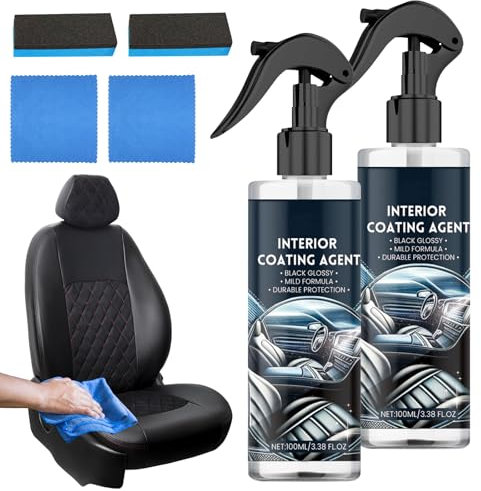 KOIROI 2 Stücke Auto Innenraum Reiniger, Cockpitpflege Auto, Innenraumreiniger Auto Reinigungsset mit Schwamm Handtuch, Cockpit Reiniger Innenraumreiniger Auto für Kunststoff, Cockpit Reiniger