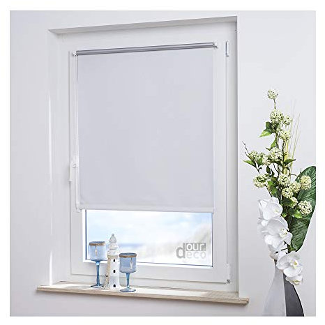 ourdeco® Klemmfix Rollo / 120 x 150 cm (Breite x Höhe) / Weiße Nacht/lichtundurchlässig, verdunkelnd/Thermobeschichtet, Montage ohne zu Bohren (mit Bohren möglich)