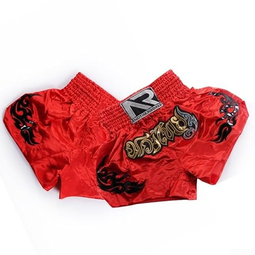 Short de kickboxing en fibres mélangées pour la pratique du MMA et du Muay Thai, Rouge, S