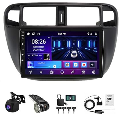 9 Pulgadas HD Pantalla Táctil Android 13 Radio Coche para Honda Civic EJ/EK/EM 1995-2001 Bluetooth 2 DIN Autoradio con CarPlay AHD Cámara Trasera GPS Navegación Control En El Volante(W1 1+32G)