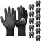 flintronic Gants de Travail 12 Paires, Gants en Nylon résistant à l'abrasion, Revêtement en PU, Polyvalent Gants de Jardinage, Pour Mecanique Industrielle Logistique Assemblage - Noir Taille 10/XL