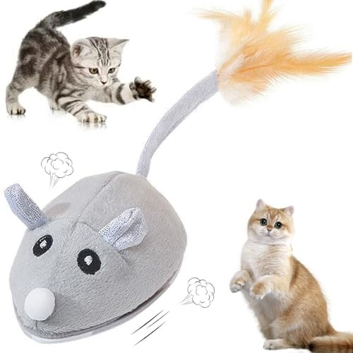 STFYUG Magic Maus Katze, Katzenspielzeug Mäuse mit Federschwanz, Spielmäuse für Katzen,Spielzeugmäuse, Interaktives Katzenspielzeug Maus für Katzenauslauf und Gegen Langeweile
