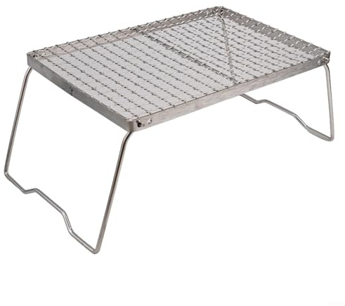 ZWEquipint Tragbarer, faltbarer Grill, Edelstahl, Camping-Grillrost, Outdoor-Kochrost, für Wandern, Angeln, Picknick, Reisen (M)