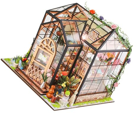 SAFIGLE Set Fai da Te Casa dei Fiori in Miniatura 3D in Legno Kit Puzzle Modellismo Architettonico per Serra Modello Artigianale per Decorazione Interni e Regalo Creativo