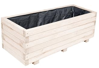 Macetero de madera XXL, 100 cm, extraestable, rectangular, resistente a la intemperie, para balcón, terraza y jardín, bancal de madera maciza de 3 cm, D23 (100 x 40 x 36 cm)