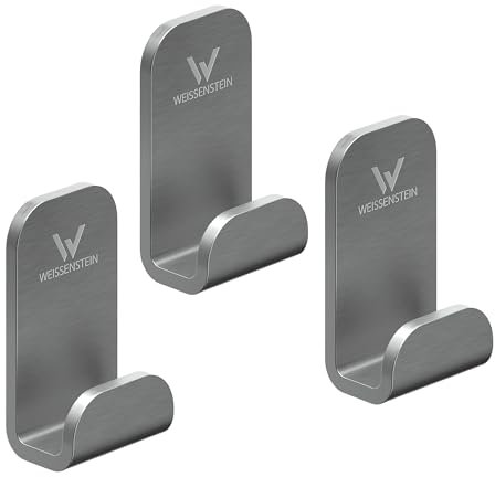 WEISSENSTEIN Ganchos pared adhesivos - Acero inoxidable - Ganchos baño - Colgadores sin taladro
