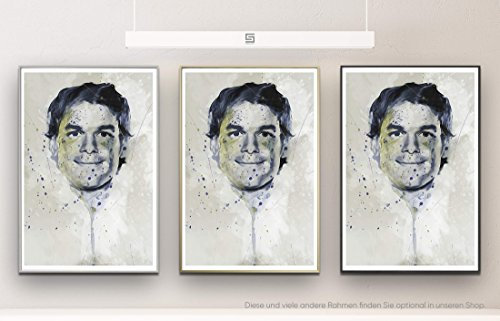 Dexter Splash 90x60cm auf Masterclass Metallic Pearl High Gloss Photo Paper inklusive Aluminium Wechselrahmen silber mit Glas und Rückwand fertig gerahmt