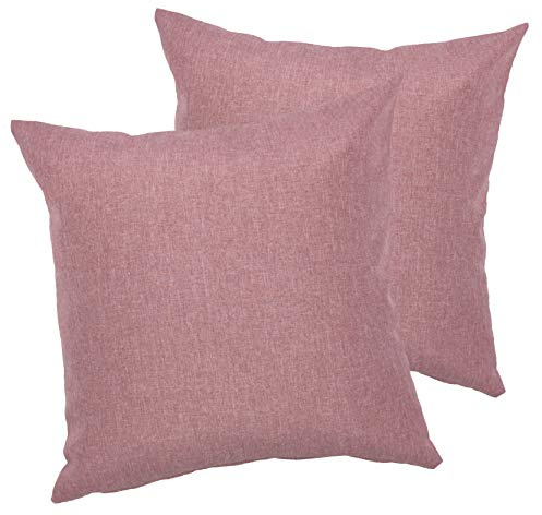 Confezione da 2 federe per cuscino Milano, superficie idrorepellente e antimacchia, con effetto perlato (rosa antico, 50 x 50 cm)