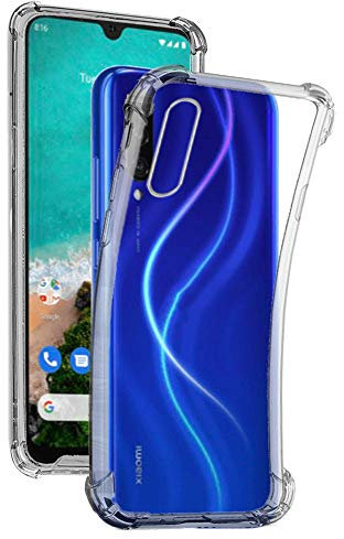 REY - Funda Anti-Shock Gel Transparente para XIAOMI MI A3 - MiA3 - XIAOMI CC9e, Ultra Fina 0,33mm, Esquinas Reforzadas, Silicona TPU de Alta Resistencia y Flexibilidad