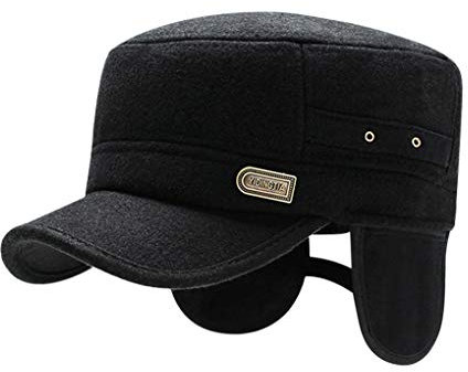 JINTN Unisex Winter Armee Flat Cap Wintermütze mit Ohrenschütze Warm Vintage Cotton Baseballmütze Kappe Baseballcap Wandern für Herren