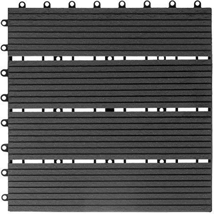 Ventanara® WPC Holz Kunststoff Fliesen Terrassenfliesen Klickfliesen Balkonfliesen 1 Stück (30 x 30 cm Standard, Anthrazit)