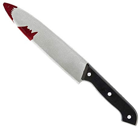 Amakando Horror Fleischermesser - Klinge mit Blut/Schwarz-Silber 30cm / Blutverschmiertes Metzger-Messer als Kostüm-Accessoire/Genau richtig zu Halloween & Gruselparty