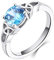 YL Keltischer Ring 925 Sterling Silber März Geburtsstein Aquamarinblau Zirkonia Solitaire Ring Verlobungs-Ehering für Brautfrauen Women(Größe 52）