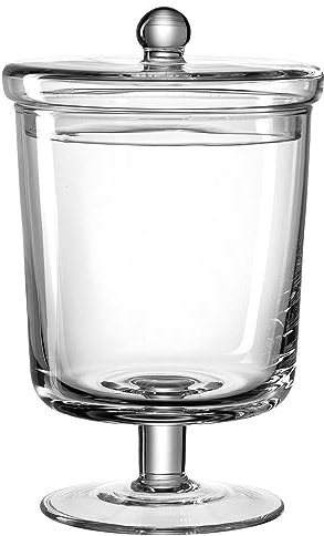 Leonardo Poesia/Ravenne – Boîte sur pied/bonbons – Verre transparent – (DxH) 15 x 23,5 cm – Pièce unique faite à la main