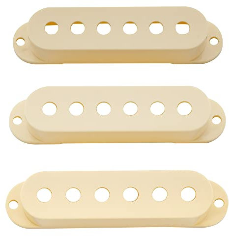 Musiclily Pro 50/50/52mm Plastique Set Capots Micros Simple Bobinage pour Guitare électrique Import Strat Squier, Crème(Set de 3)