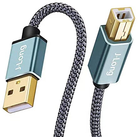 Printer Cable 2M,Nylon Braided USB Printer Cable USB 2.0 Type A Male to B Male Scanner Cord High Speed for Brother, HP, Canon, Lexmark,Dell, Xerox, Samsung etc (2m/6ft)