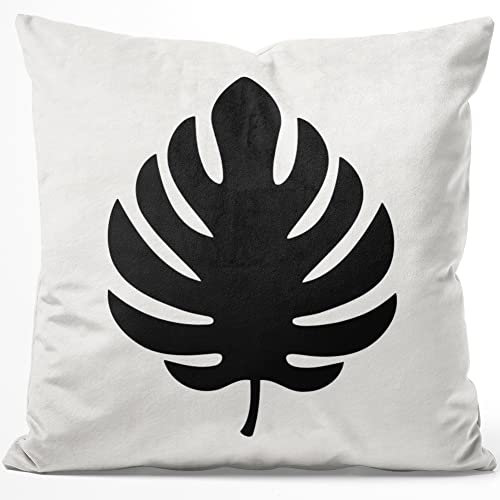 JUNIWORDS Kissen, Monstera Blatt, 40 x 40 cm, Flauschig Samtweich Weich
