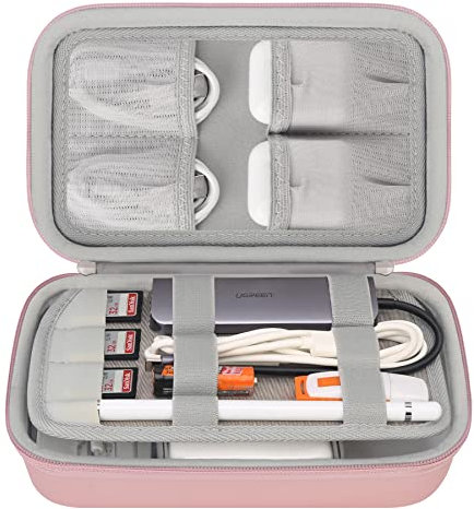 Elonbo Elektronikzubehör Organizer, Reise Zubehör Organizer Tasche, Tragbare Elektronische Kabeltasche für Ladegeräte,Festplatten, Zubehör,Kabel,USB Stick,SD Karten,USB-HUB,Kameraequipment, Roségold