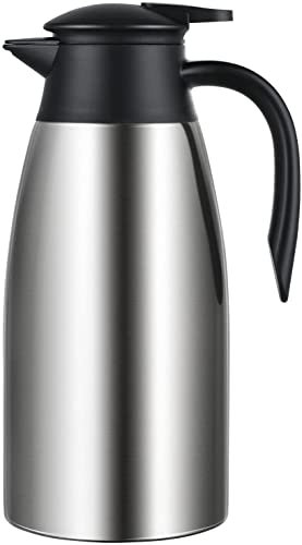 HwaGui Thermos - Thermos da 2 l, in acciaio inox, con chiusura a punta rapida, per tè e caffè, colore: Argento