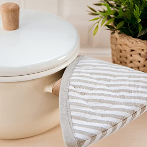 Sancarlos – Pack de 2 Agarrador de Olla para Cocina, Color Beig y Blanco, 100% Algodón, Resistentes al Calor.